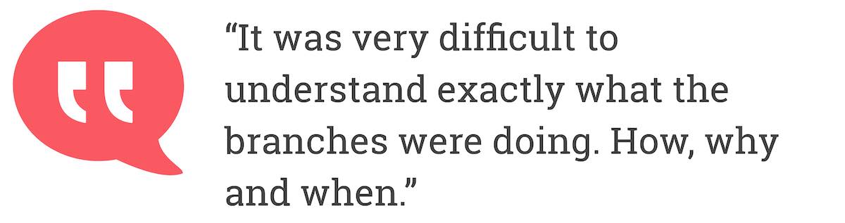 It was very difficult to understand exactly what the branches were doing. How, why and when.