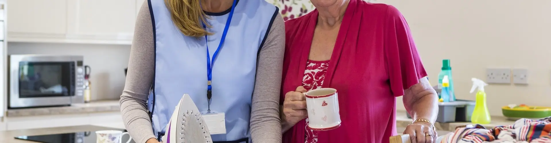 Carer helping her client
