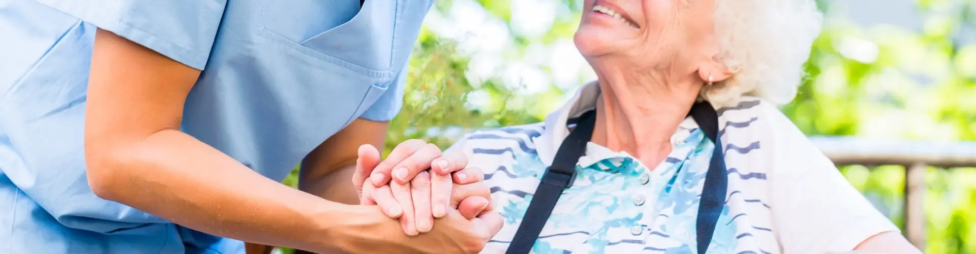 Carer helping her client